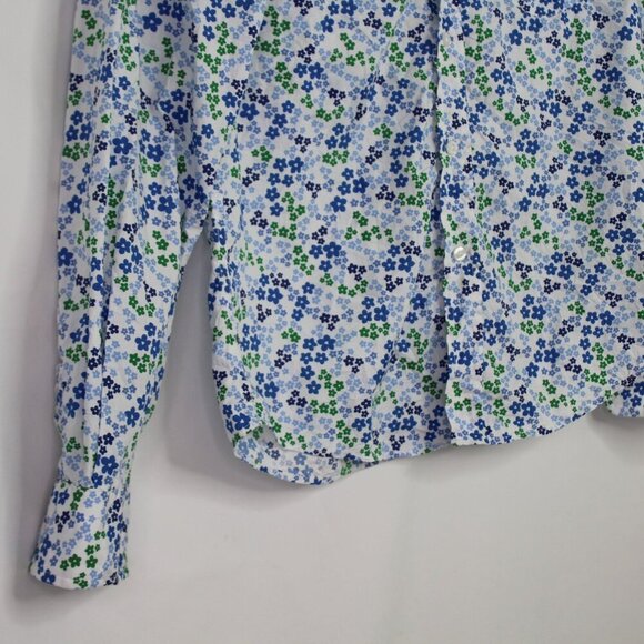 Frank & Eileen Barry Signature Crinkle Cotton Button Up Shirt Blue-Green Floral - Picture 8 of 11